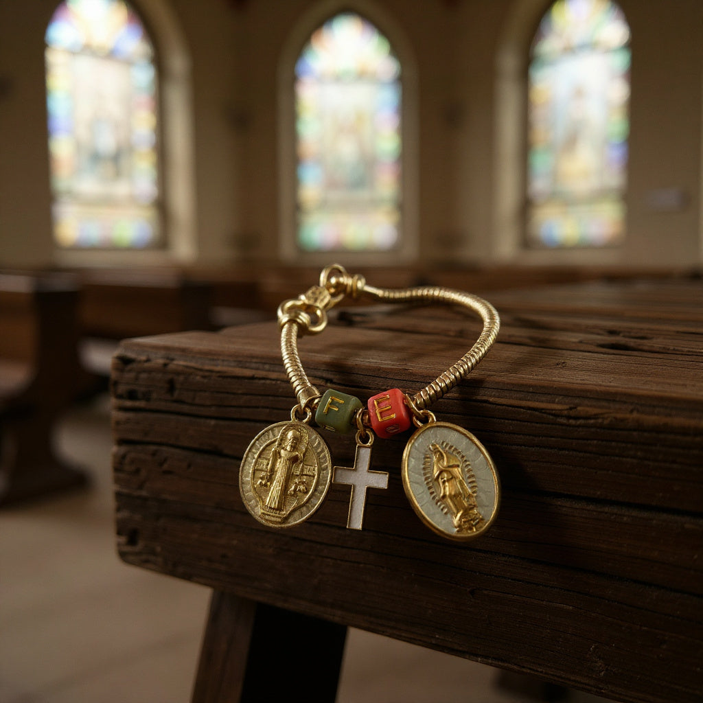 Pulsera de cordón de acero inoxidable bañada en oro con dijes colgantes y cierre extensible – Joyería elegante para mujer