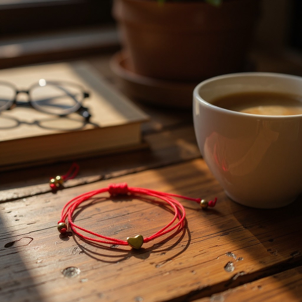 Pulsera de Mujer Hecha a Mano con Hilo Chino y Dije de Acero Inoxidable | Ajustable con Nudo Corredizo