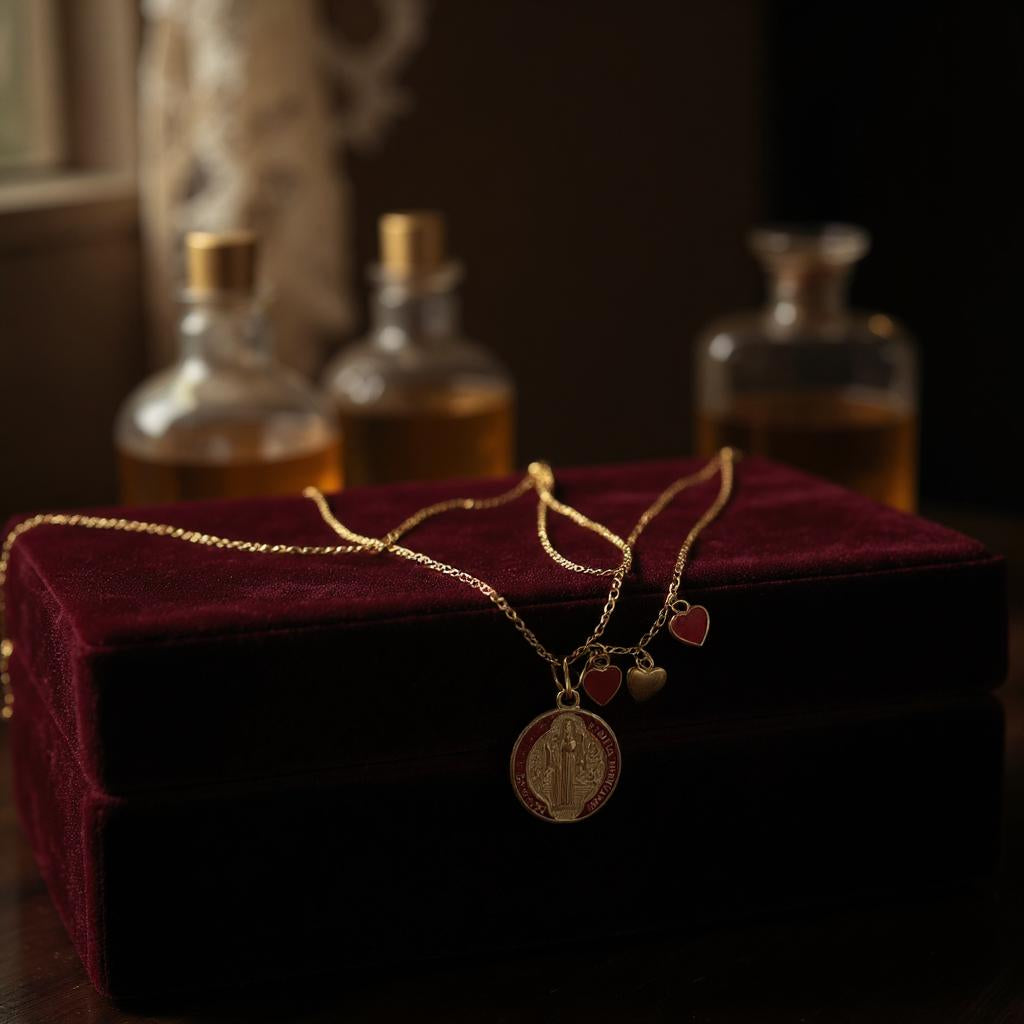 Collar de Cadena con Baño de Oro y Dije en Acero Inoxidable – Accesorios en tendencia - Collar de mujer
