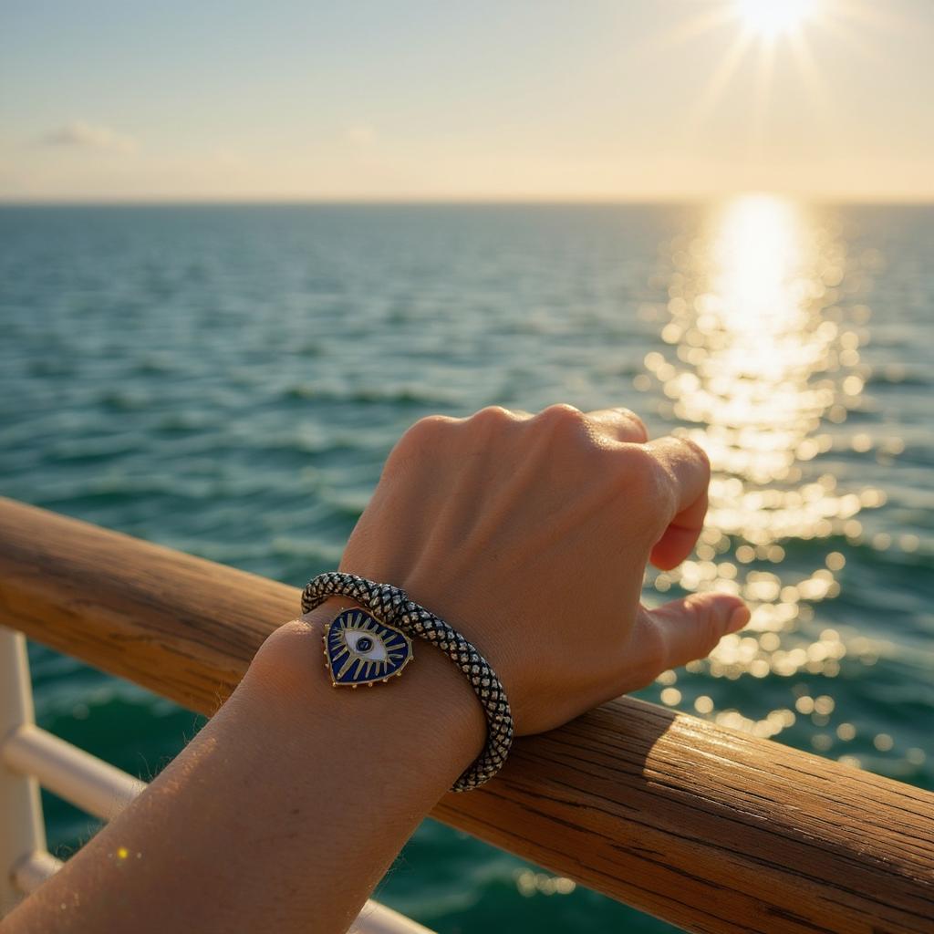 Pulsera de Mujer Blanco y Negro ajustable con Dije en Acero Inoxidable – Estilo Artesanal y Moderno
