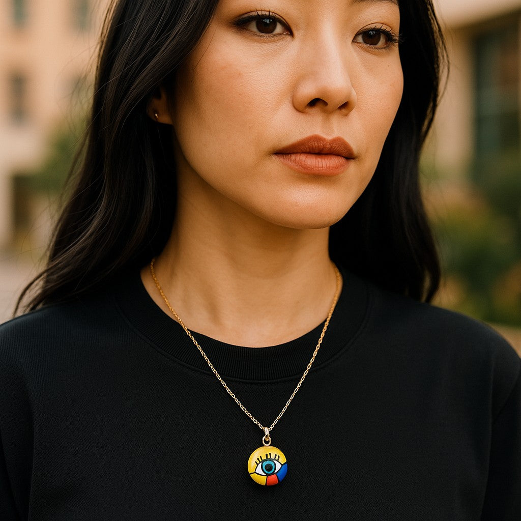 Collar de Cadena con Baño de Oro y Dije en Acero Inoxidable – Accesorios en tendencia - Collar de mujer