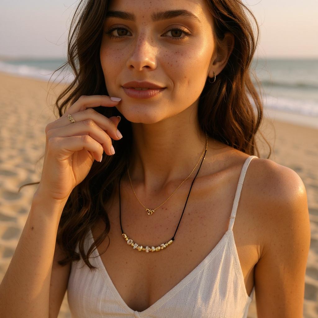 Collar de mujer - Choker de Mujer – Hecho a Mano con Hilo Chino y Cuentas de Acero Inoxidable