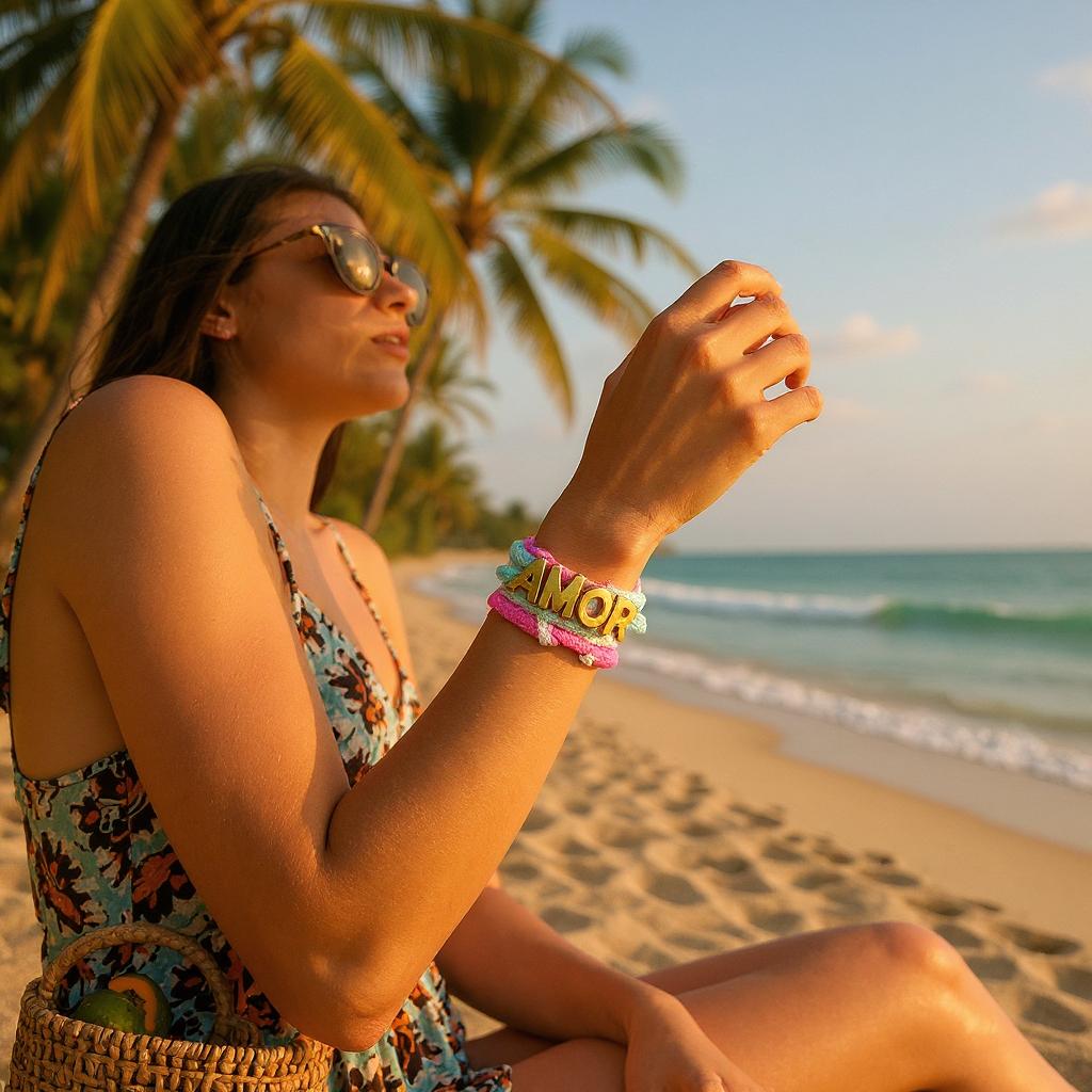 Pulsera Ajustable de Cordon Multicolor con Dije en Acero Inoxidable – Hecha a Mano para Mujer