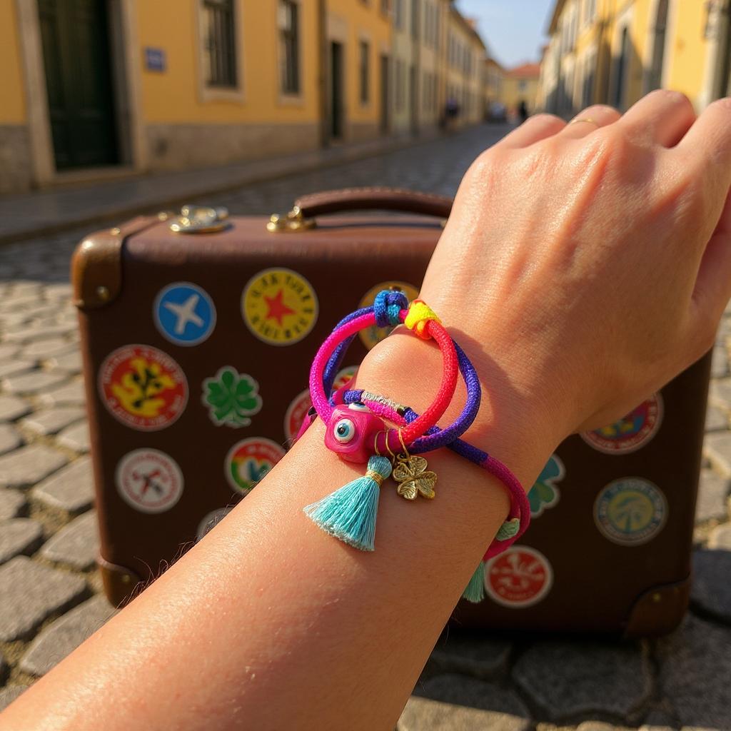 Pulsera Ajustable de Cordon Multicolor con Dije en Acero Inoxidable – Hecha a Mano para Mujer