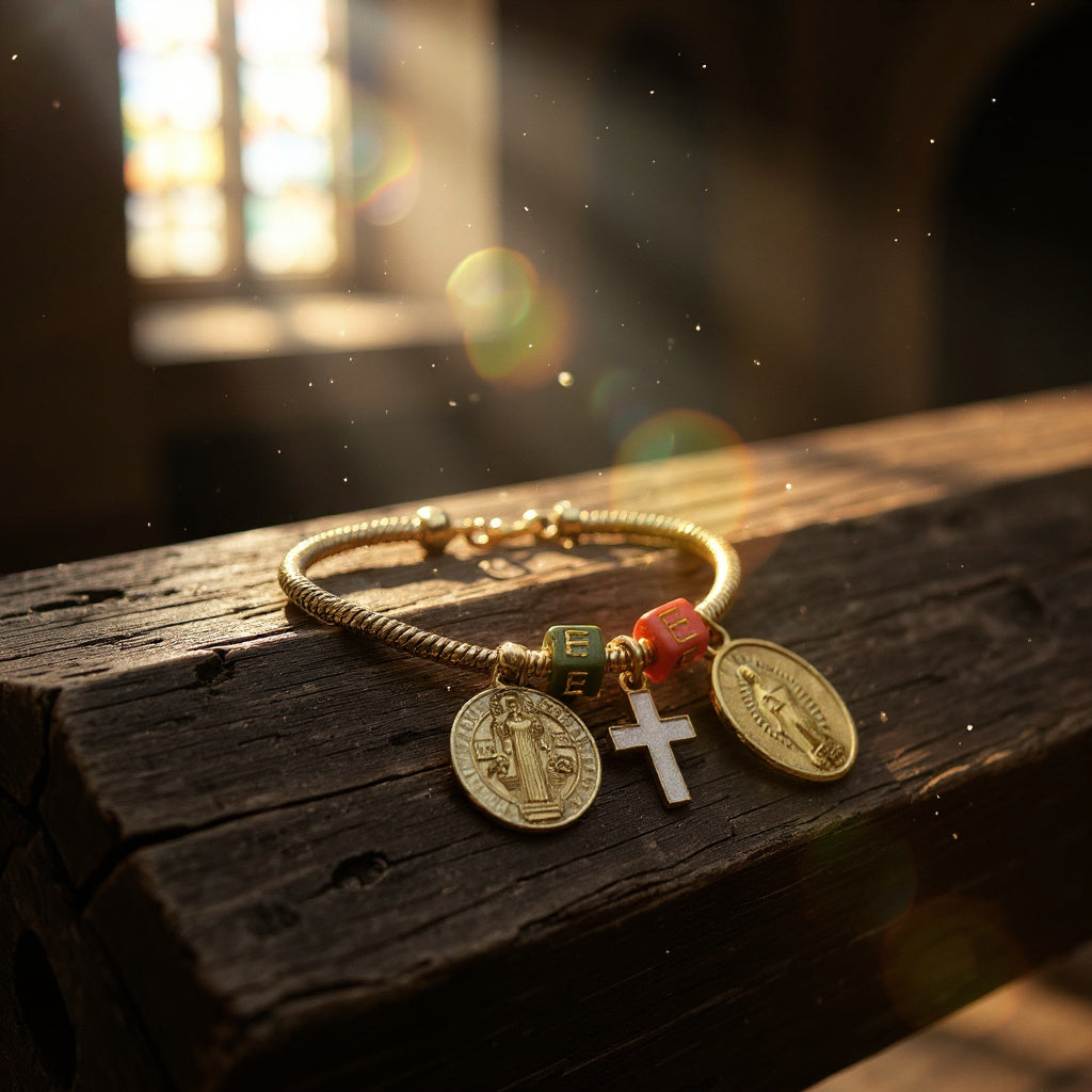 Pulsera de cordón de acero inoxidable bañada en oro con dijes colgantes y cierre extensible – Joyería elegante para mujer