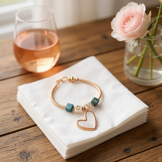 Pulsera de Mujer Hecha a Mano con Cordón Baño de Oro, Letras LOVE y Dije de Corazón | Ajustable con Cadena Extra
