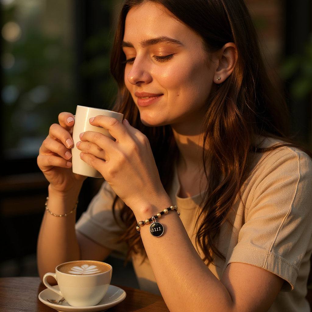 Pulsera de Mujer Ajustable Hecha a Mano con Dije 11:11 en Acero Inoxidable Baño de Oro