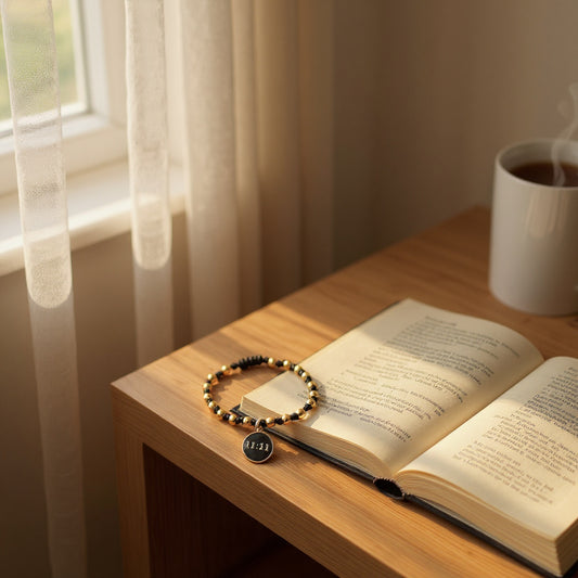 Pulsera de Mujer Ajustable Hecha a Mano con Dije 11:11 en Acero Inoxidable Baño de Oro