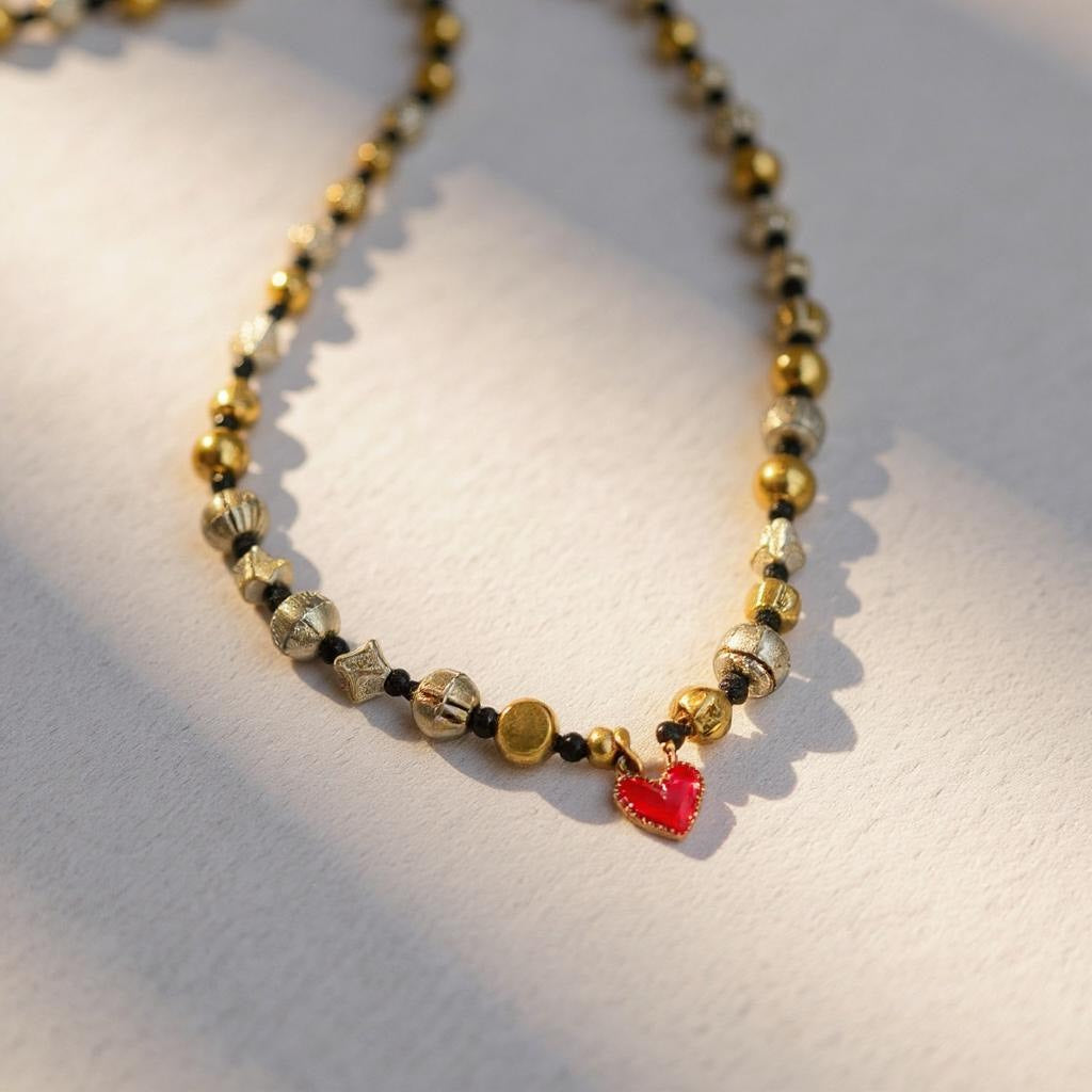 Collar de mujer - Choker de Mujer – Hecho a Mano con Hilo Chino y Cuentas de Acero Inoxidable