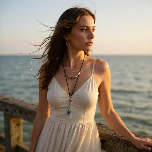 Collar de mujer - Choker de Mujer – Hecho a Mano con Hilo Chino y Cuentas de Acero Inoxidable