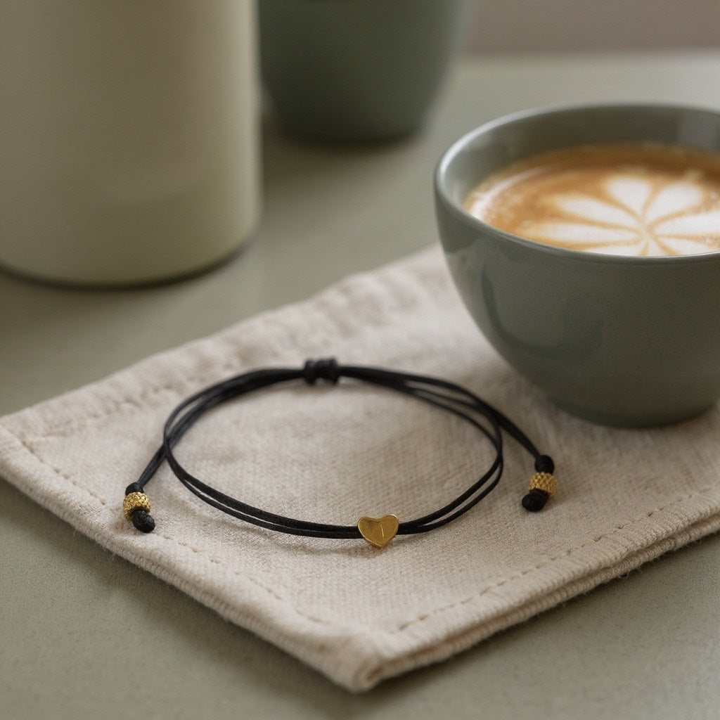 Pulsera de Mujer Hecha a Mano con Hilo Chino y Dije de Acero Inoxidable | Ajustable con Nudo Corredizo