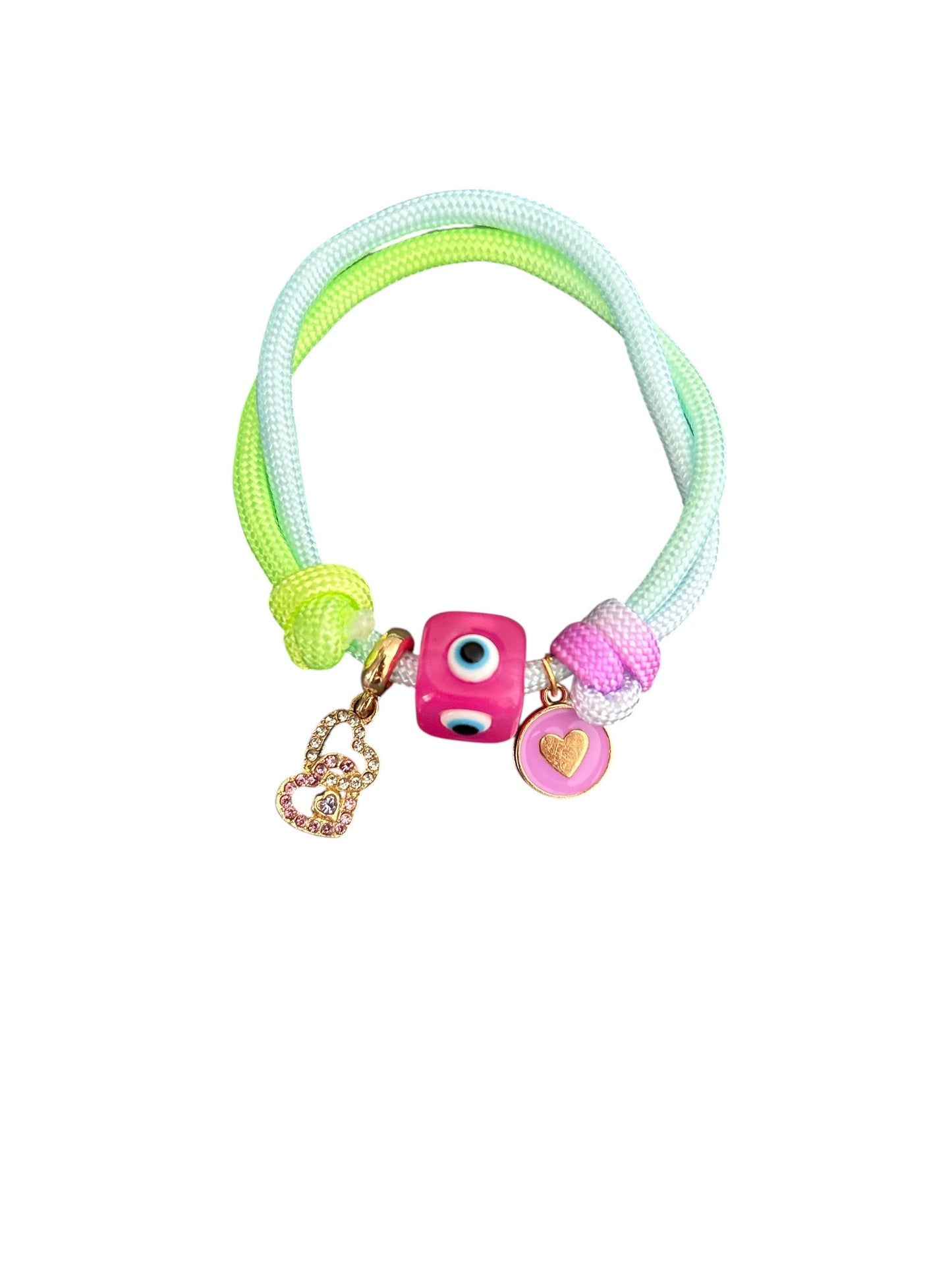 Pulsera Ajustable de Cordon Multicolor con Dije en Acero Inoxidable – Hecha a Mano para Mujer