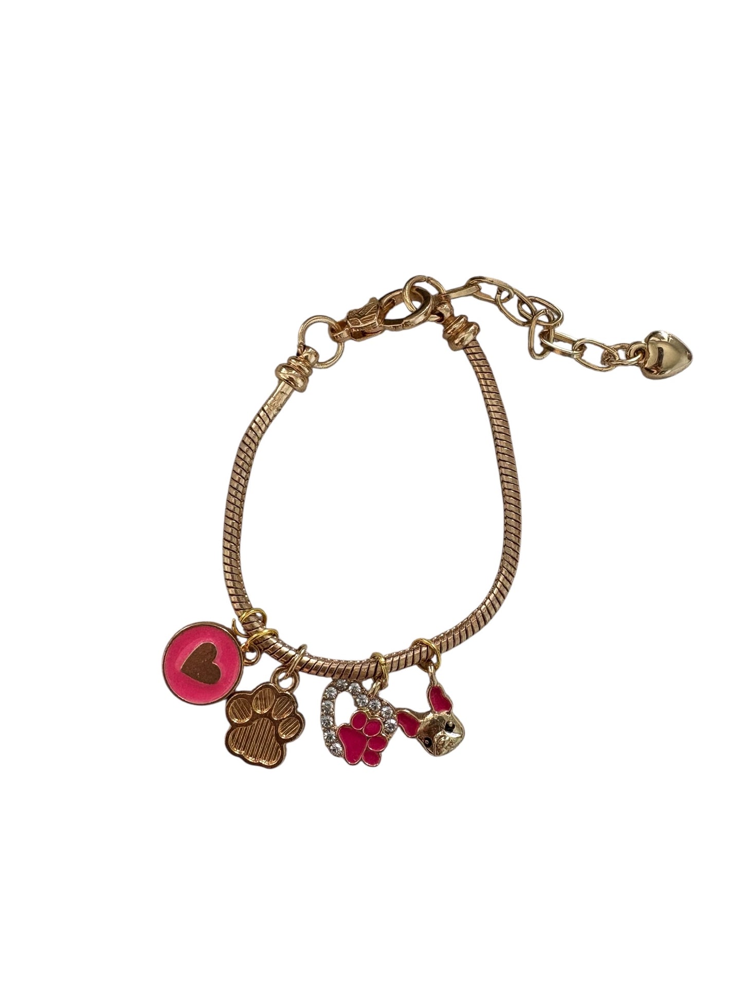 Pulsera de cordón de acero inoxidable bañada en oro con dijes colgantes y cierre extensible – Joyería elegante para mujer
