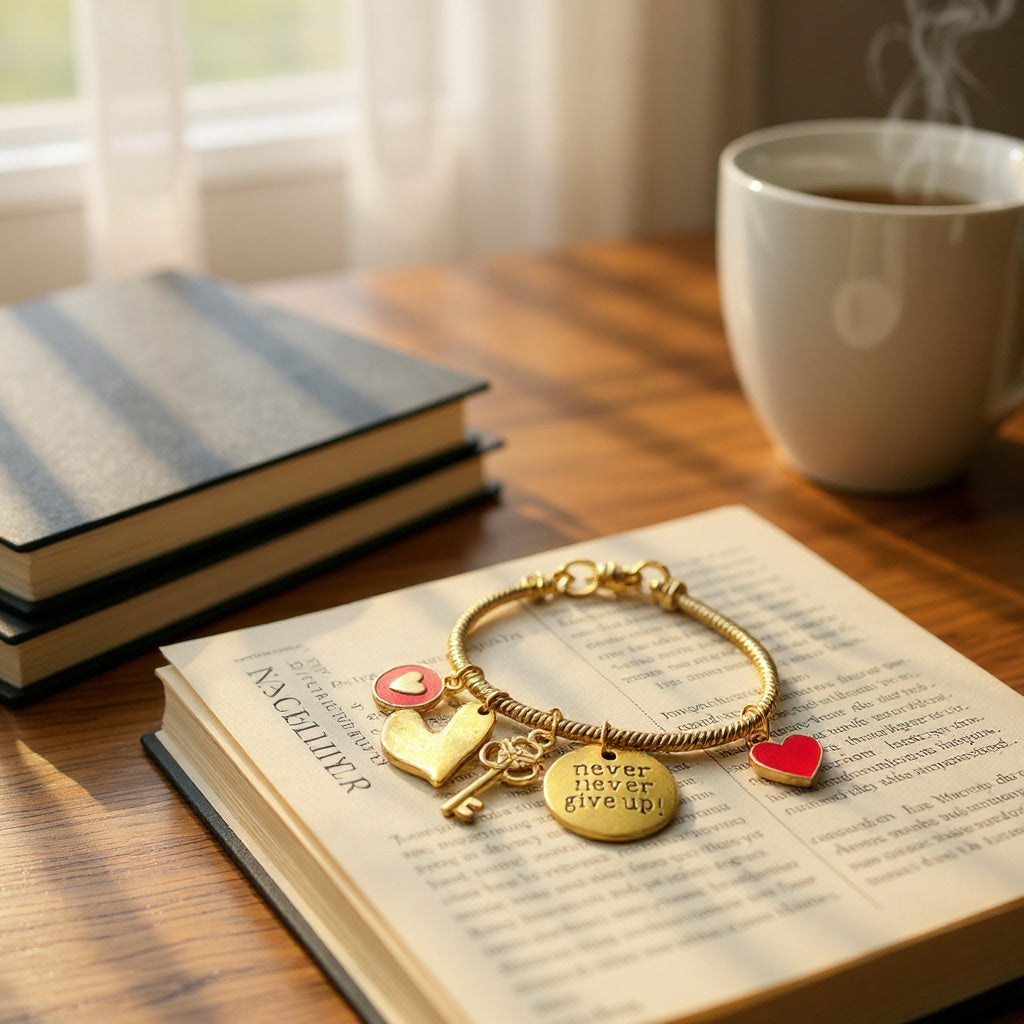 Pulsera de cordón de acero inoxidable bañada en oro con dijes colgantes y cierre extensible – Joyería elegante para mujer
