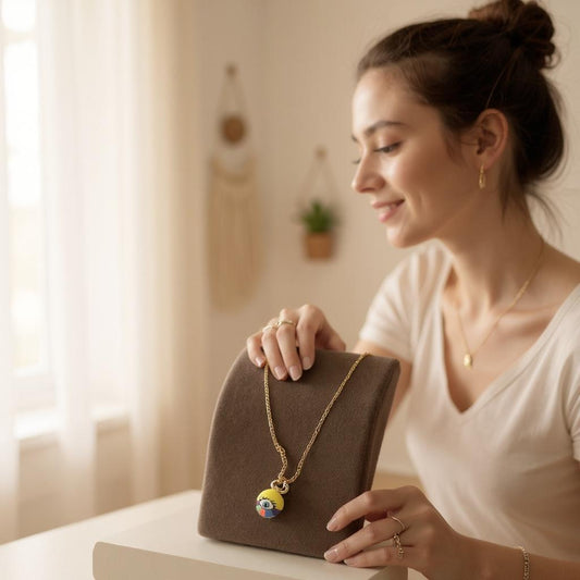 Collar de Cadena con Baño de Oro y Dije en Acero Inoxidable – Accesorios en tendencia - Collar de mujer