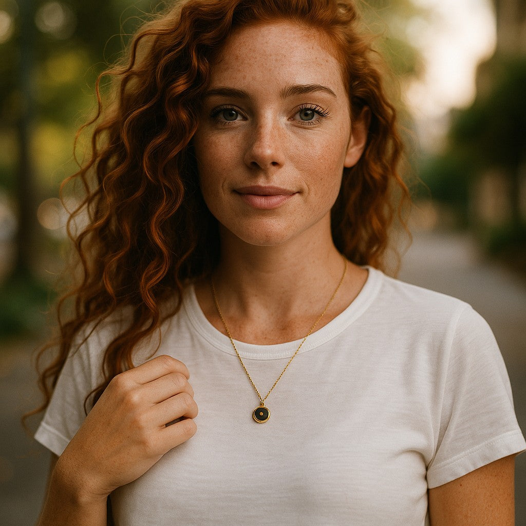 Collar de Cadena con Baño de Oro y Dije en Acero Inoxidable – Accesorios en tendencia - Collar de mujer