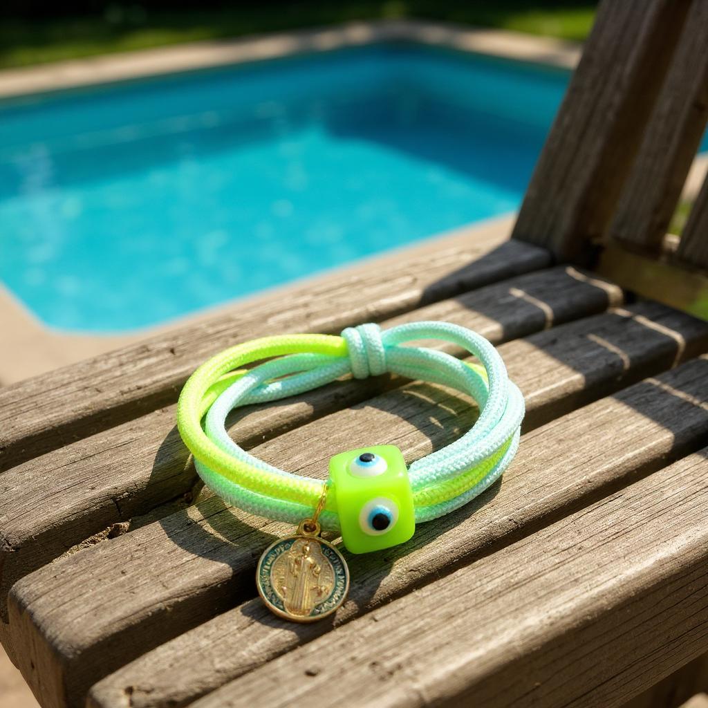 Pulsera Ajustable de Cordon Multicolor con Dije en Acero Inoxidable – Hecha a Mano para Mujer