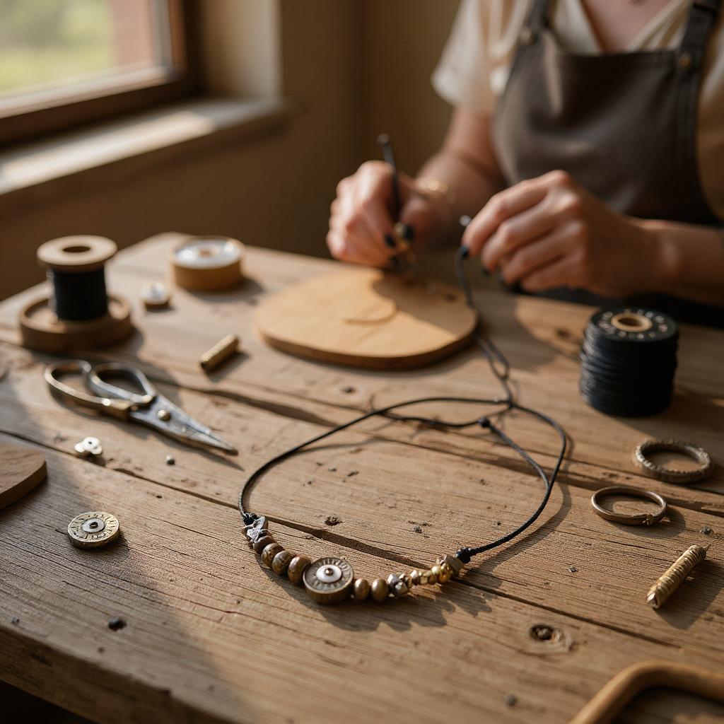 Collar de mujer - Choker de Mujer – Hecho a Mano con Hilo Chino y Cuentas de Acero Inoxidable