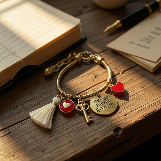 Pulsera de cordón de acero inoxidable bañada en oro con dijes colgantes y cierre extensible – Joyería elegante para mujer