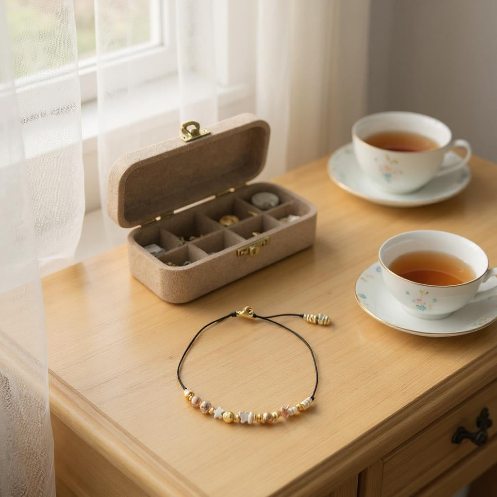 Collar de mujer - Choker de Mujer – Hecho a Mano con Hilo Chino y Cuentas de Acero Inoxidable