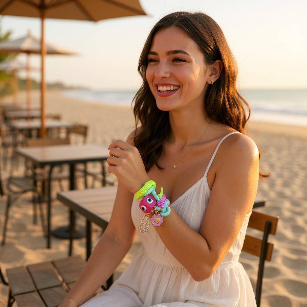 Pulsera Ajustable de Cordon Multicolor con Dije en Acero Inoxidable – Hecha a Mano para Mujer