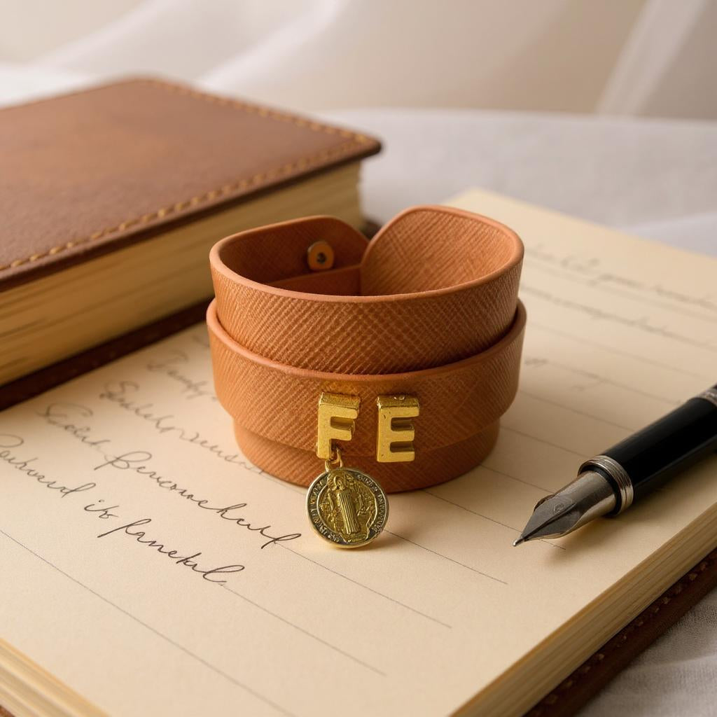 Brazalete de Cuero Ajustable con Palabras Inspiradoras y Dijes en Acero Inoxidable – Hecho a Mano para Mujer