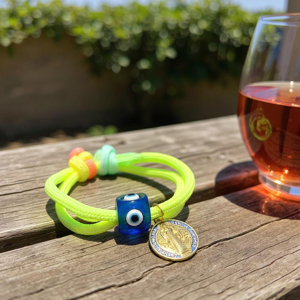 Pulsera Ajustable de Cordon Multicolor con Dije en Acero Inoxidable – Hecha a Mano para Mujer