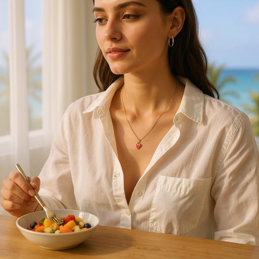 Juego de Collar de Cadena y Pulsera con Baño de Oro y Dije en Acero Inoxidable – Accesorios en tendencia - Collar de mujer